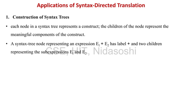 Syntax Directed Definition and its applications | PDF | Programming ...