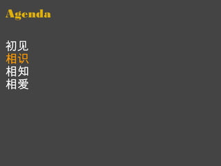 Agenda 初见 相识 相知 相爱 