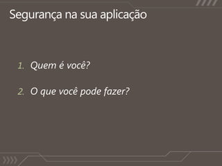 SegurançanasuaaplicaçãoQuem é você?O quevocêpodefazer?