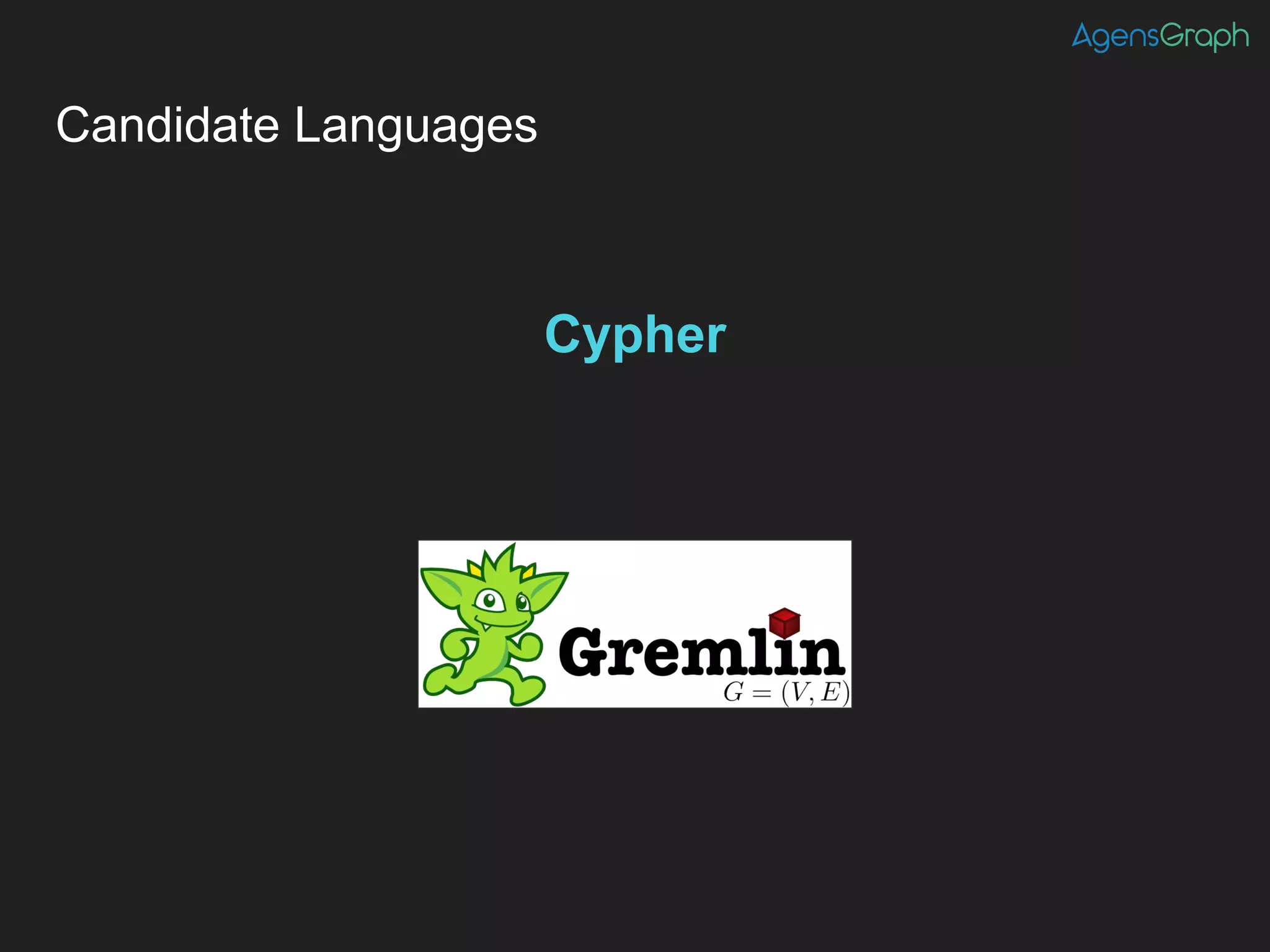 Candidate Languages
Cypher
Alternative
 