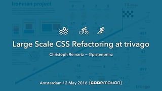 b
b
Large Scale CSS Refactoring at trivago
Amsterdam 12 May 2016
Christoph Reinartz ~ @pistenprinz
 