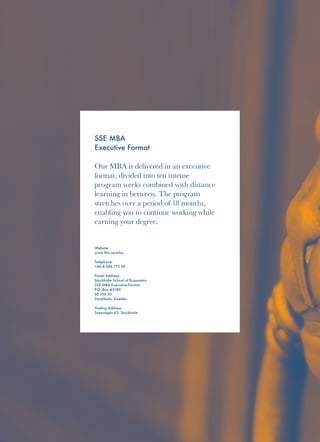 Stockholm School of Economics Executive MBA, brochure