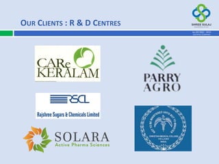 OUR CLIENTS : R & D CENTRES
AN ISO 9001 : 2015
CERTIFIED COMPANY
 