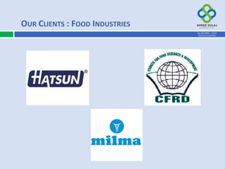 OUR CLIENTS : FOOD INDUSTRIES
AN ISO 9001 : 2015
CERTIFIED COMPANY
 