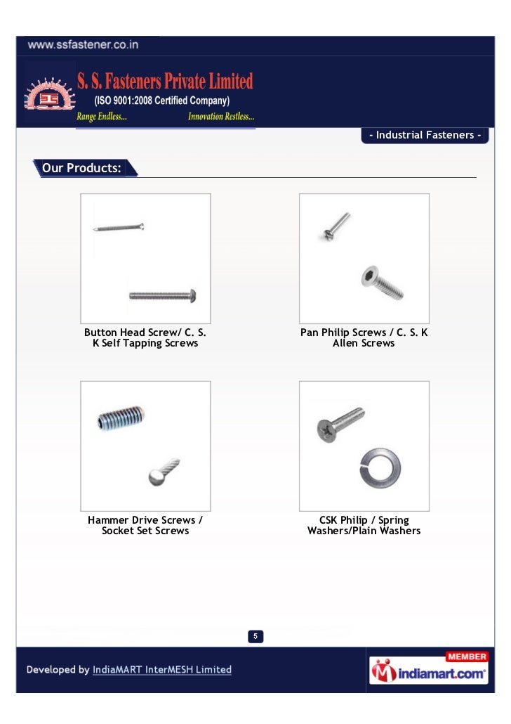 S. S. Fasteners Private Limited, Coimbatore, Industrial Fasteners