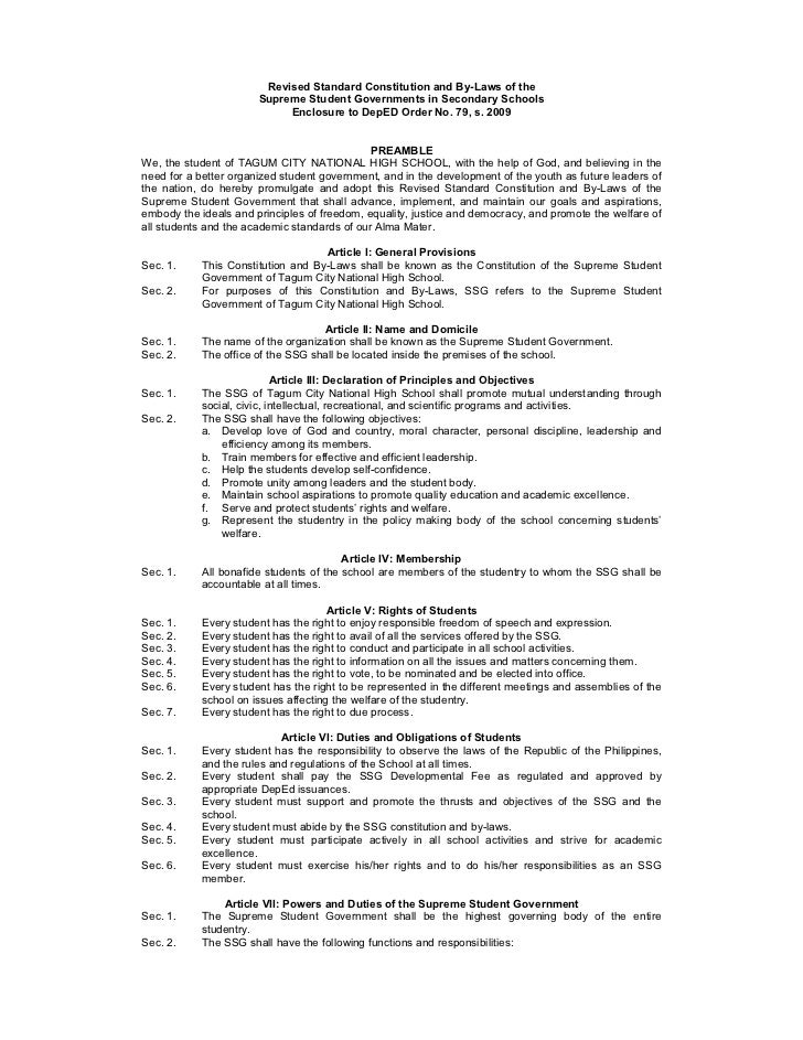 SSG Revised Standard Constitution By Laws