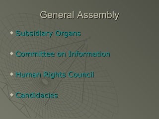 General Assembly Subsidiary Organs Committee on Information Human Rights Council Candidacies 
