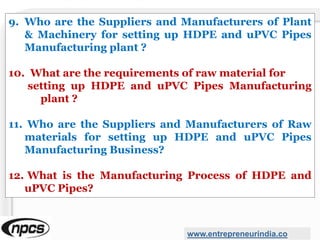 HDPE and uPVC Pipes Production | PPTX