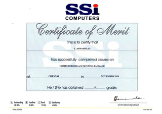 Certificate on Computerised Accounting Package