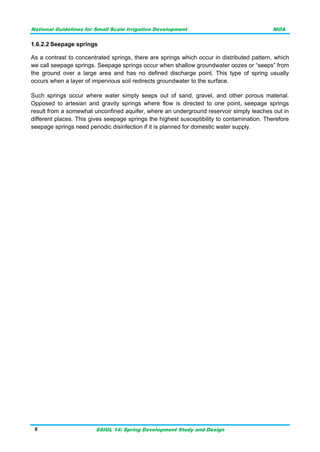 Seeping Ground Spring National Guidelines for Small Scale Irrigation Development in Ethiopia ...