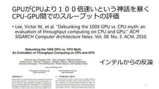 Why CPU?
1. GPUがついてるとは限らない
2. 消費電力
3. CPUで計算するほうが，
速いアルゴリズムも存在
15
 