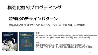 フリンの分類
Single Instruction, Single Data stream (SISD)
Single Instruction, Multiple Data streams (SIMD)
Multiple Instruction, Single Data stream (MISD)
Multiple Instruction, Multiple Data streams (MIMD)
33
※GPUはMIMDだが，SIMD風に書くときに最大のパフォーマンスを発揮する演算機
NVIDIAは，SIMT (Single Instruction, Multiple Thread) と呼称
SISD
• シングル
コア
SIMD
• SSE・AVX
GPU
MISD
• FPGA,H/W†
MIMD
• マルチ
コア
命令の並行度とデータの並行度に基づく4つの分類
†厳密には多段に適応するため，MISDではないという専門家の意見も
 