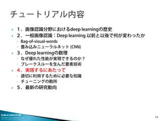 Nakayama Lab.
Machine Perception Group
The University of Tokyo
 １．画像認識分野におけるdeep learningの歴史
 ２．一般画像認識：Deep learning 以前と...