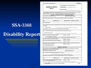 SSA-3368 Disability Report 