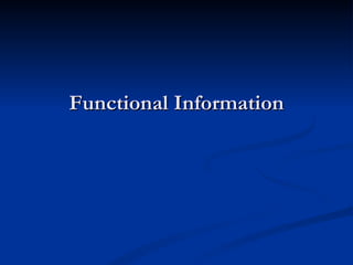 Functional Information 