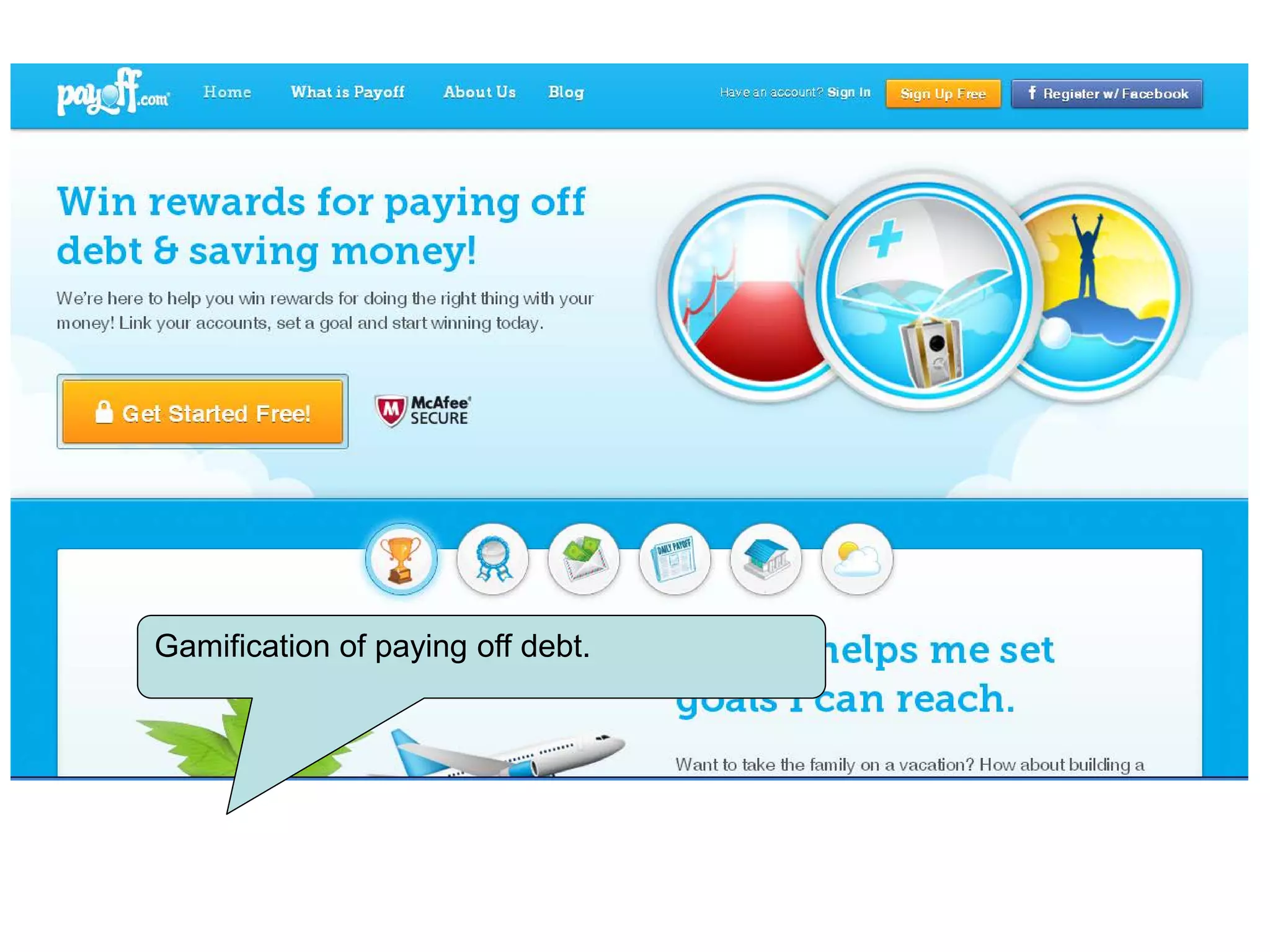 Gamification of paying off debt.
 