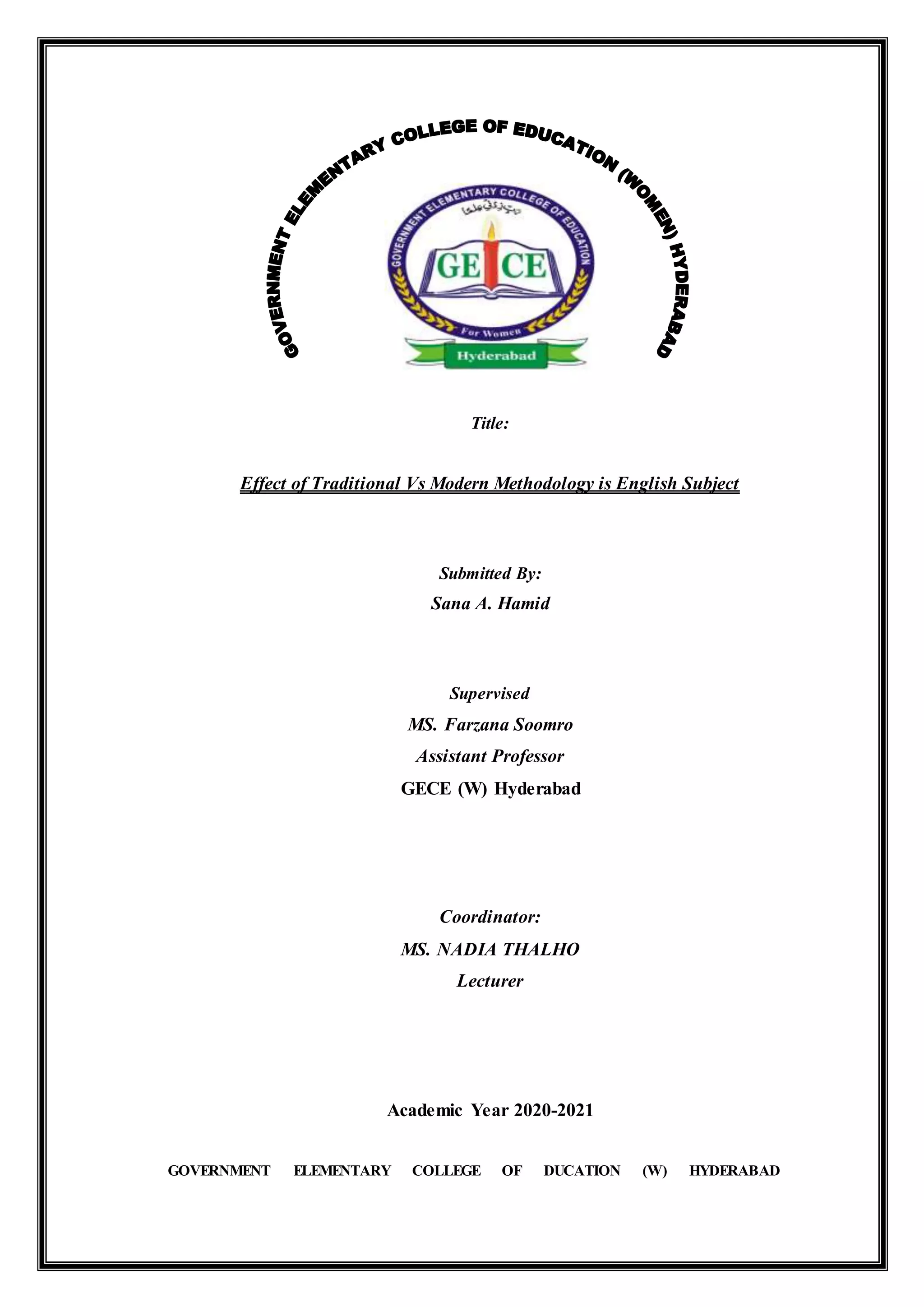 Effect Of Traditional Vs Modern Methodology Is English Subject by Sana ...