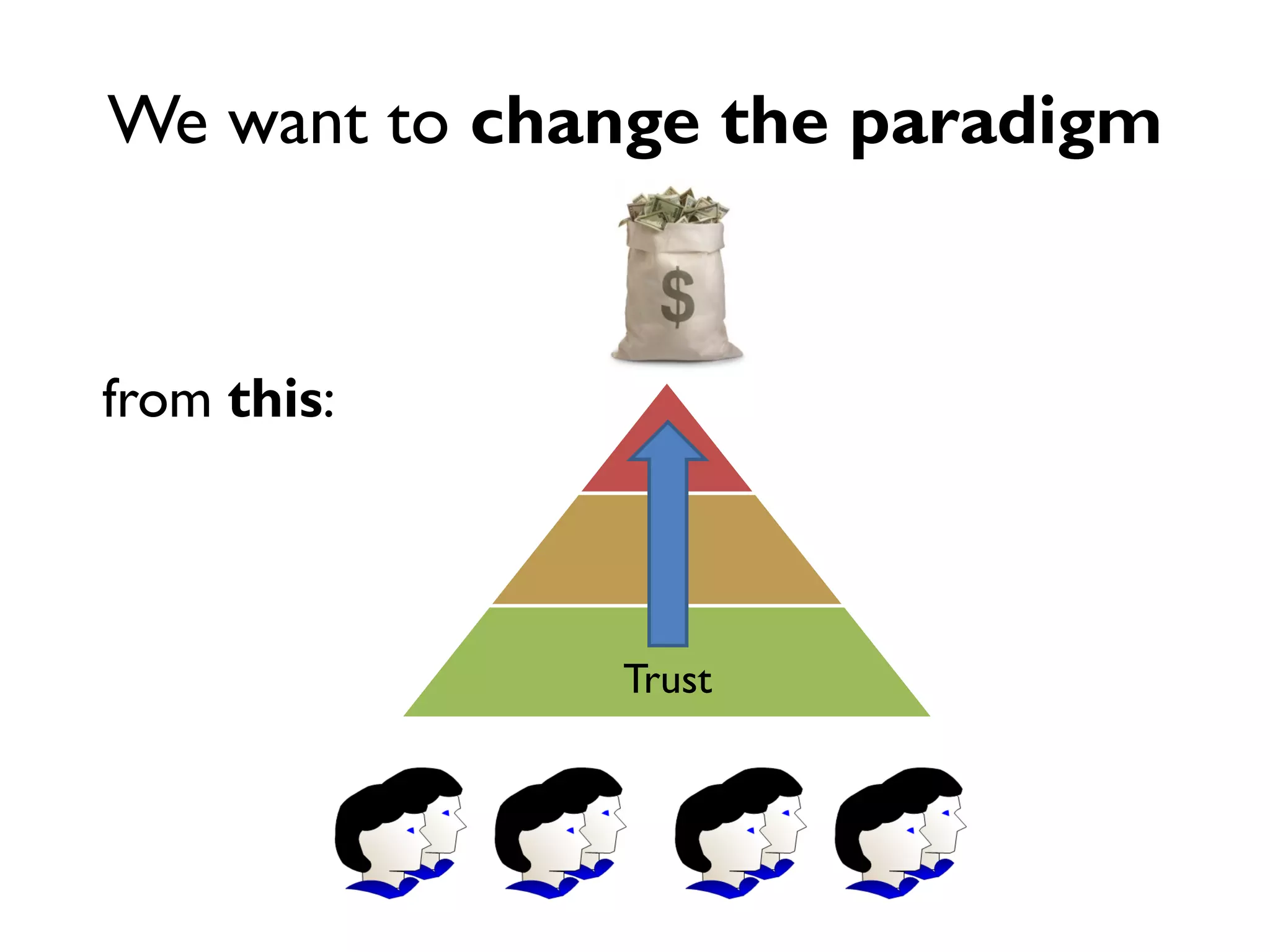 We want to change the paradigm


from this:



              Trust
 