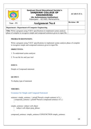 System Software Lab Manual Third Year Computer Engineering | PDF