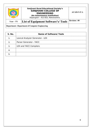 System Software Lab Manual Third Year Computer Engineering | PDF
