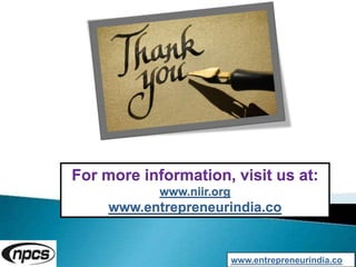 For more information, visit us at:
www.niir.org
www.entrepreneurindia.co
www.entrepreneurindia.co
 