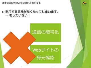 © 1997-2015 CLARA ONLINE, Inc. All rights reserved.
► 利用する意味がなくなってしまいます。
→ もったいない！
さきほどの例のような使い方をすると
9
通信の暗号化
Webサイトの
身元確認
 