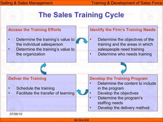 Sales Training Development Process Ssm lecture-10 & 11 (training & development of the sales force) | PPT