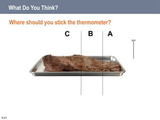 What Do You Think?
Where should you stick the thermometer?
A
B
C
4-21
 