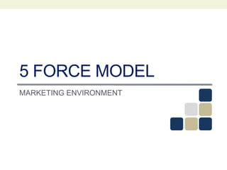 5 FORCE MODEL
MARKETING ENVIRONMENT
 