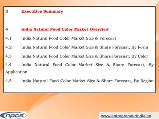 Market Research Report on-India Natural Food Colour Market - Industry Size, Share, Trends, Analysis and Forecasts upto 2027.