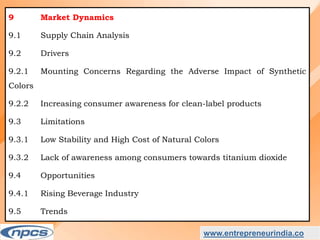 Market Research Report on-India Natural Food Colour Market - Industry Size, Share, Trends, Analysis and Forecasts upto 2027.