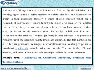 Talc Test Method Talc (Cosmetic Grade) Manufacture from Talc Ore | PPTX