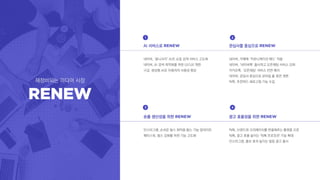 네이버, ‘옴니서치’ AI로 쇼핑 검색 서비스 고도화
네이버, AI 검색 최적화를 위한 UI/UX 개편
구글, 생성형 AI로 이용자의 사용성 향상
AI 서비스로 관심사를 중심으로
네이버, 카페에 ‘커뮤니케이션 애드’ 적용
네이버, ‘네이버톡’ 출시하고 오픈채팅 서비스 강화
카카오톡, ‘오픈채팅’ 서비스 전면 배치
네이버, 관심사 중심으로 모바일 홈 화면 개편
틱톡, 추천피드 새로고침 기능 도입
숏폼 생산성을 위한 광고 효율성을 위한
인스타그램, 손쉬운 릴스 제작을 돕는 기능 업데이트
페이스북, 릴스 강화를 위한 기능 고도화
틱톡, 브랜드와 크리에이터를 연결해주는 플랫폼 오픈
틱톡, 광고 효율 높이는 '틱톡 프로모션' 기능 확대
인스타그램, 홍보 효과 높이는 알림 광고 출시
재정비되는 미디어 시장
 