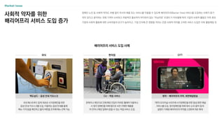 장애인·노인 등 사회적 약자도 차별 없이 자사의 제품 또는 서비스를 이용할 수 있도록 배리어프리(Barrier-free) 서비스를 도입하는 사례가 증가
의미 있다고 생각하는 것에 기꺼이 소비하고 자발적인 홍보까지 마다하지 않는 ‘미닝아웃’ 트렌드가 지속됨에 따라 기업의 사회적 활동은 더욱 중요
기업의 사회적 활동에 대한 소비자들의 요구가 높아지고, 기업 인식에 큰 영향을 끼치는 만큼 사회적 약자를 고려한 서비스 도입은 더욱 활발해질 것
사회적 약자를 위한
배리어프리 서비스 도입 증가
배리어프리 서비스 도입 사례
국내 패스트푸드 업계 최초로 시각장애인을 위한
음성 안내 키오스크를 도입, 이용자는 음성 안내를 통해
메뉴·가격 등을 확인하고 물리 버튼을 조작해 메뉴 선택 가능
맥도날드 – 음성 안내 키오스크
문턱이나 계단으로 인해 매장 진입이 어려운 휠체어 이용자나
시·청각 장애인을 위해 앱으로 사전 구매한 제품을
차 안이나 매장 앞에서 받을 수 있는 픽업 서비스 도입
CU – 픽업 서비스
7편의 오리지널 시리즈에 시각장애인을 위한 음성 화면 해설
서비스를 도입, 청각장애인을 위해 대사〮소리〮음악 등의
설명이 기재된 배리어프리 자막을 2,000여 개로 확대
왓챠 – 배리어프리 자막, 화면해설방송
외식 편의점 OTT
 