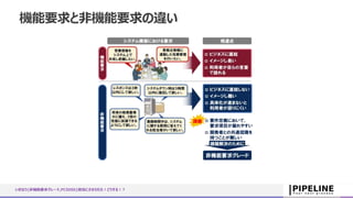 機能要求と非機能要求の違い
いきなり{非機能要求グレード,PCIDSS}担当にさせられた！どうする！？
 