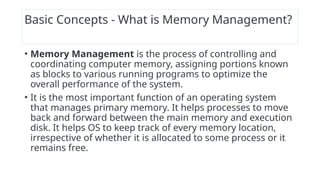 Memory management concepts in operating system | PPTX