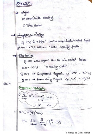 EC202 SIGNALS & SYSTEMS MODULE 1&2 NOTES | PDF