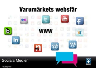 Varumärkets websfär


                  WWW



Sociala Medier
@useijmer
 