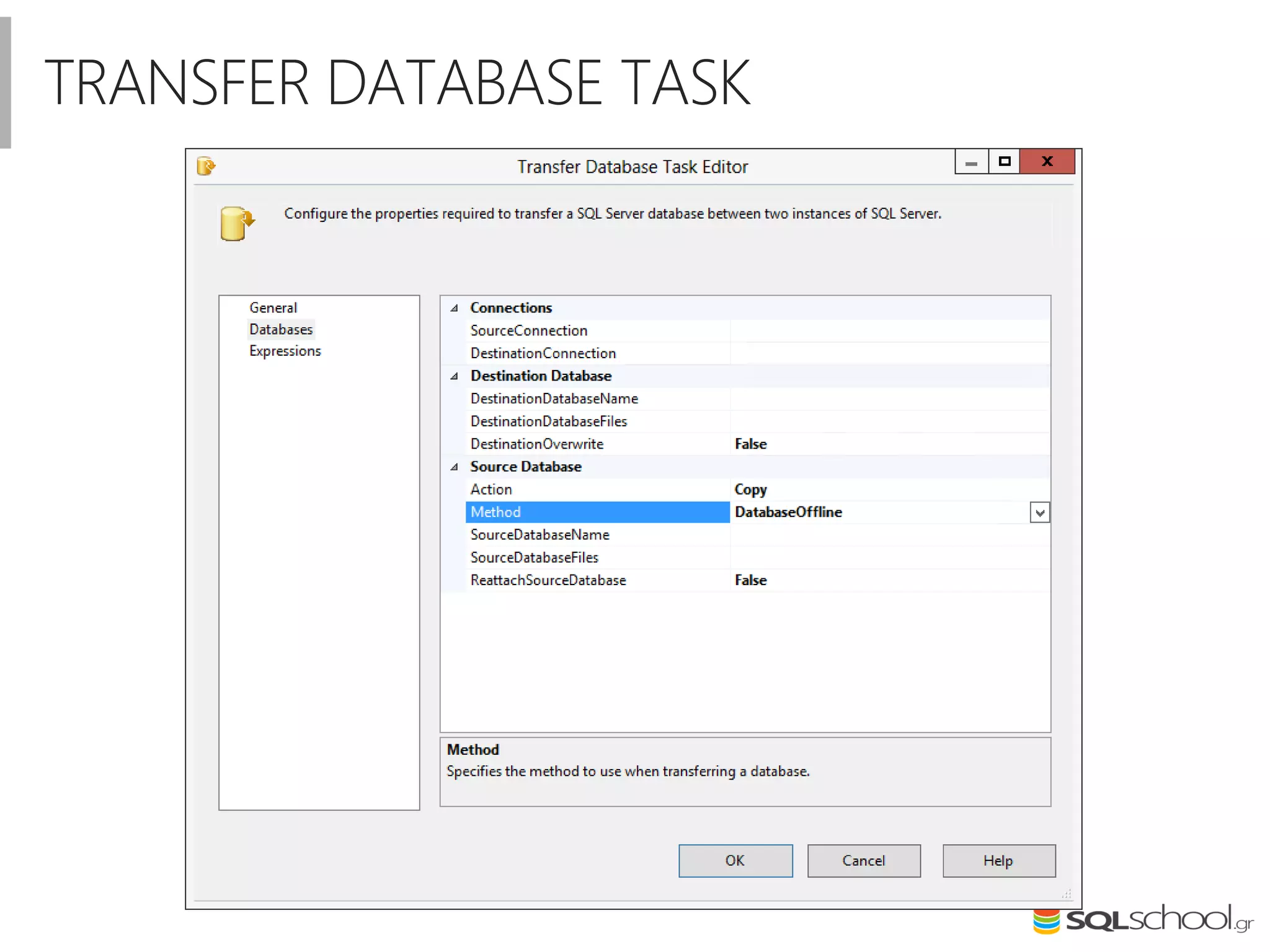 TRANSFER DATABASE TASK
 