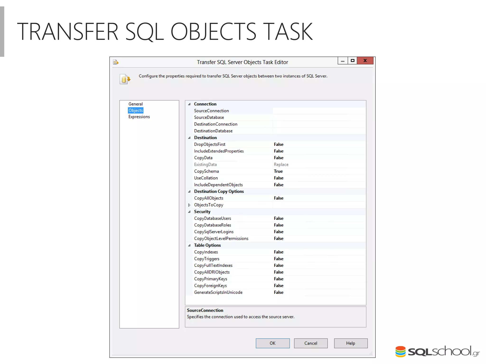 TRANSFER SQL OBJECTS TASK
 