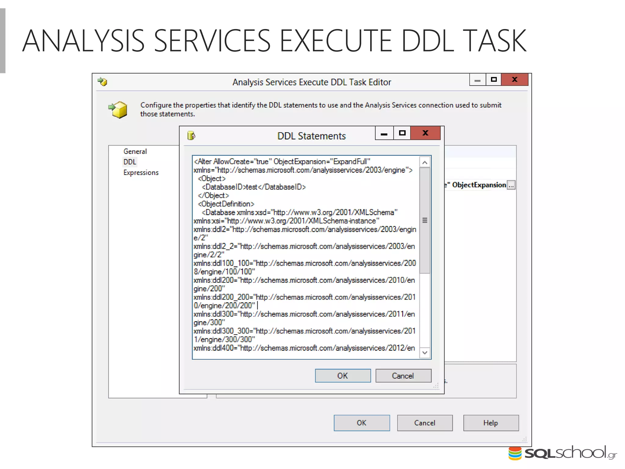 ANALYSIS SERVICES EXECUTE DDL TASK
 