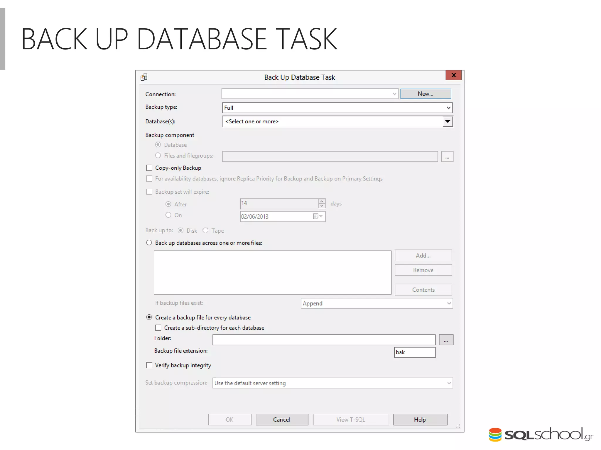 BACK UP DATABASE TASK
 