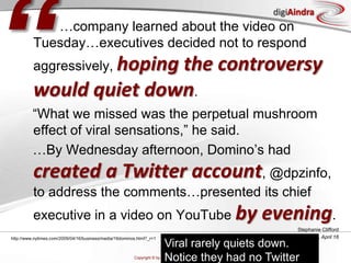 NewerTo borrow a metaphor  from open source software, it’s from the cathedral (directed top down) to the bazaar (ad hoc, self-directed…hubbub)pourousmembranecommunication everywherespeedCorporate CommunicationsManagement, EmployeesThose side conversations led by advocates are the most persuasive part of today’s communicationOther stakeholdersAdapted from presentation by Derek  Brown, CEO Pronto Marketing, September 17, 2009