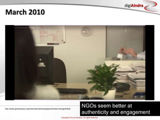 authenticityCorporate CommunicationsManagement, EmployeesOther stakeholdersAdapted from presentation by Derek  Brown, CEO Pronto Marketing, September 17, 2009