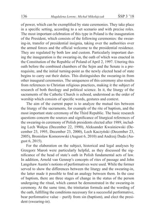 Liturgical References In The Swearing In Ceremonies Of The President Liturgical References In The Swearing In Ceremonies Of The President