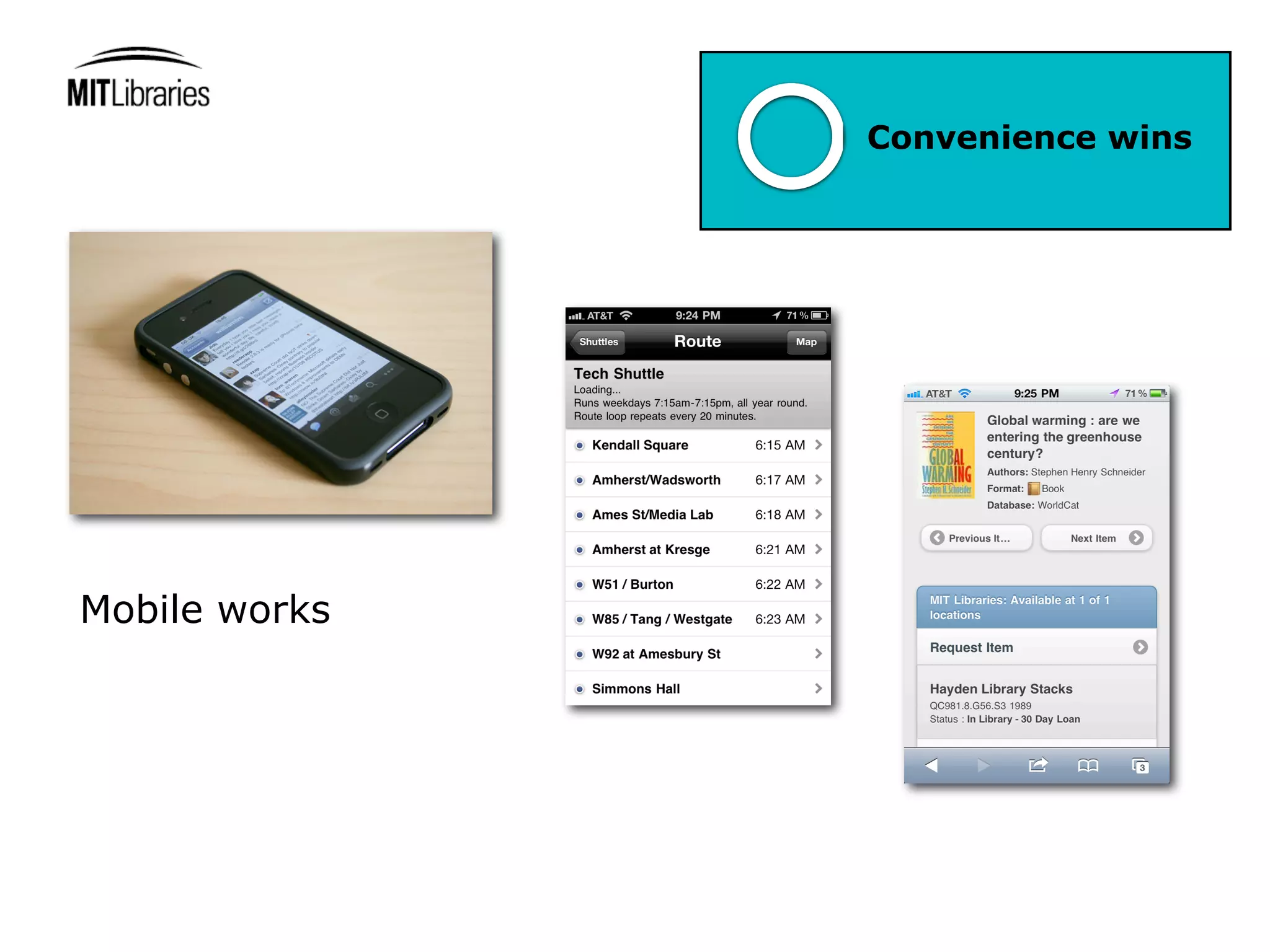 Convenience wins




Mobile works
 