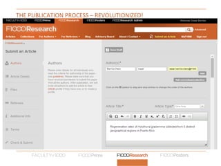 THE	
  PUBLICATION	
  PROCESS	
  –	
  REVOLUTIONIZED!	
  
•  F1000Research	
  ar]cles	
  are	
  published	
  online	
  ake...