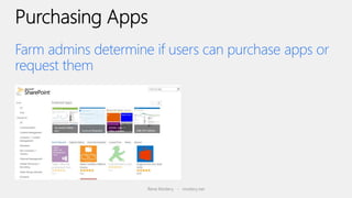 Farm admins determine if users can purchase apps or
request them




                     Rene Modery - modery.net
 