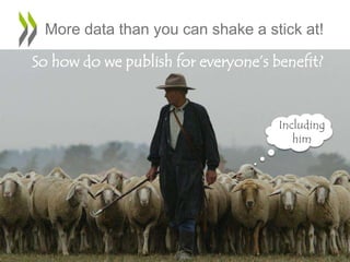 More data than you can shake a stick at!
So how do we publish for everyone’s benefit?
Including
him
 
