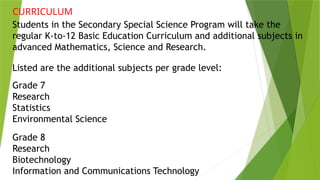 SSP GUIDELINES ( SPECIAL SCIENCE PROGRAM | PPTX